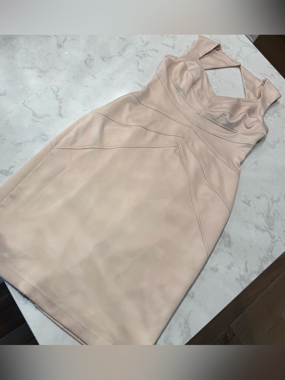 Sleeveless V-Neck Champagne Bodycon Dress